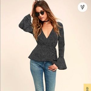 Lulus Polka dot bell sleeve top